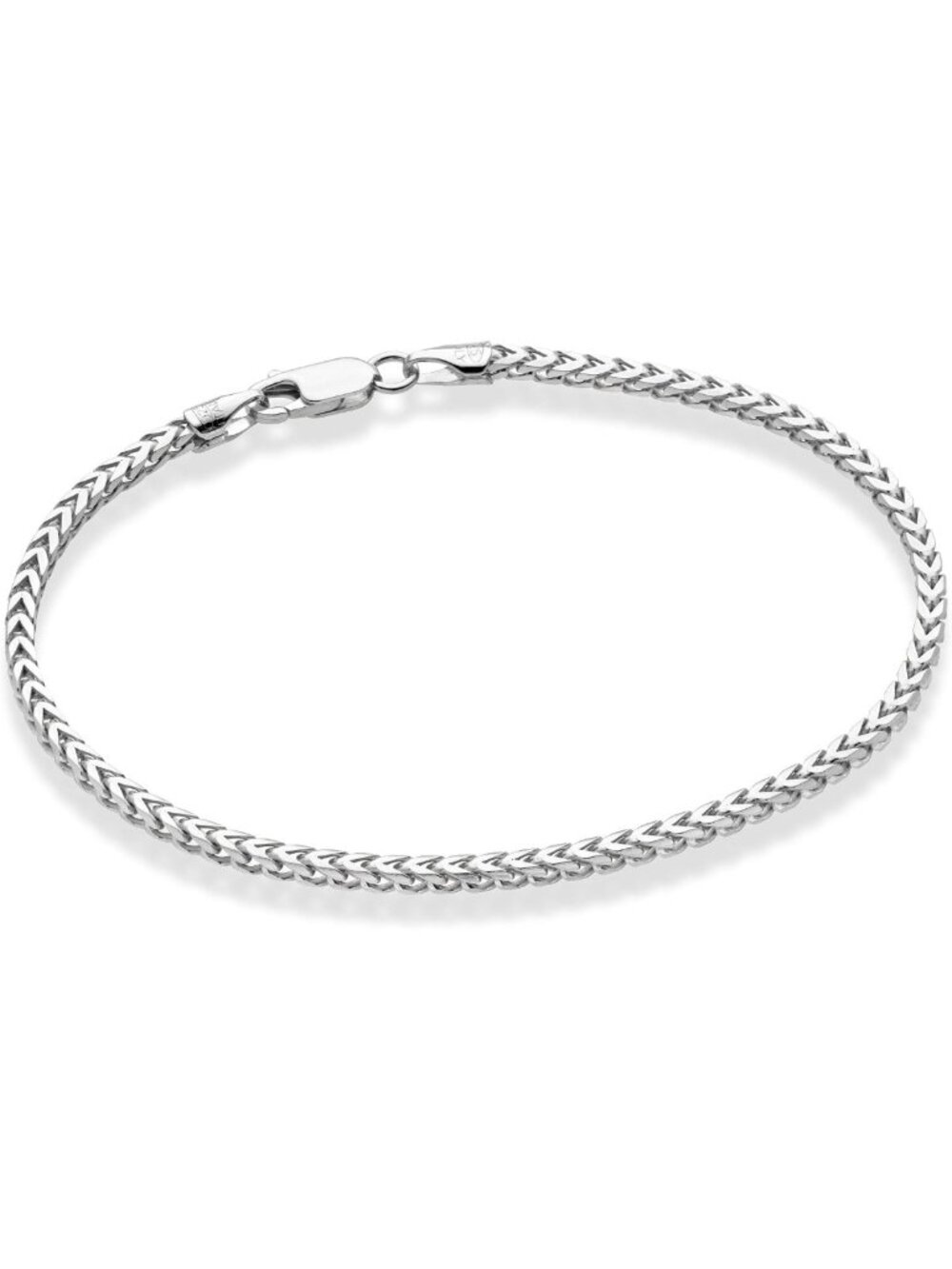 925 Sterling Silver Franco Box Chain Bracelet for Men & Women - Italian Design